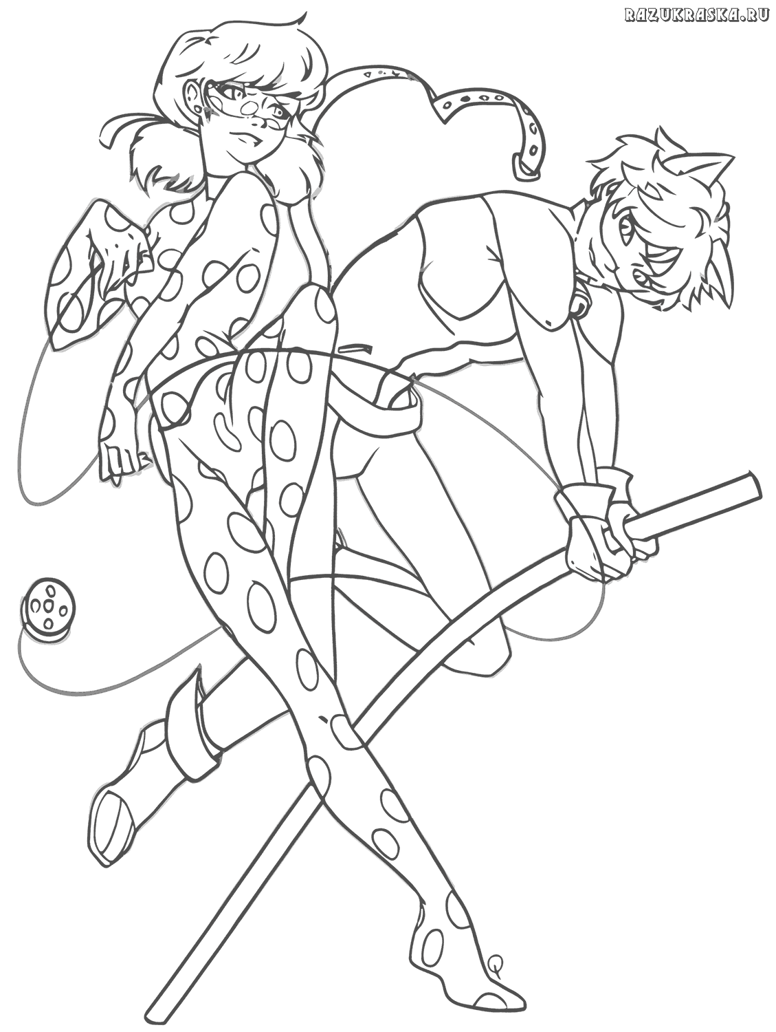 Ladybug & Cat Noir Coloring pages to print and color