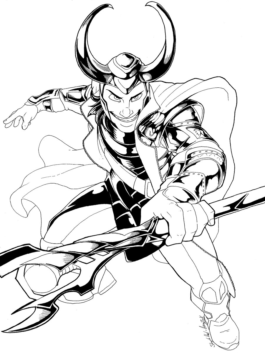 Printable Loki coloring page Avengers 