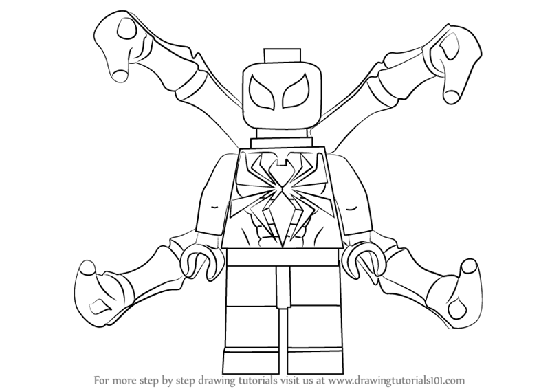 how to draw lego spiderman