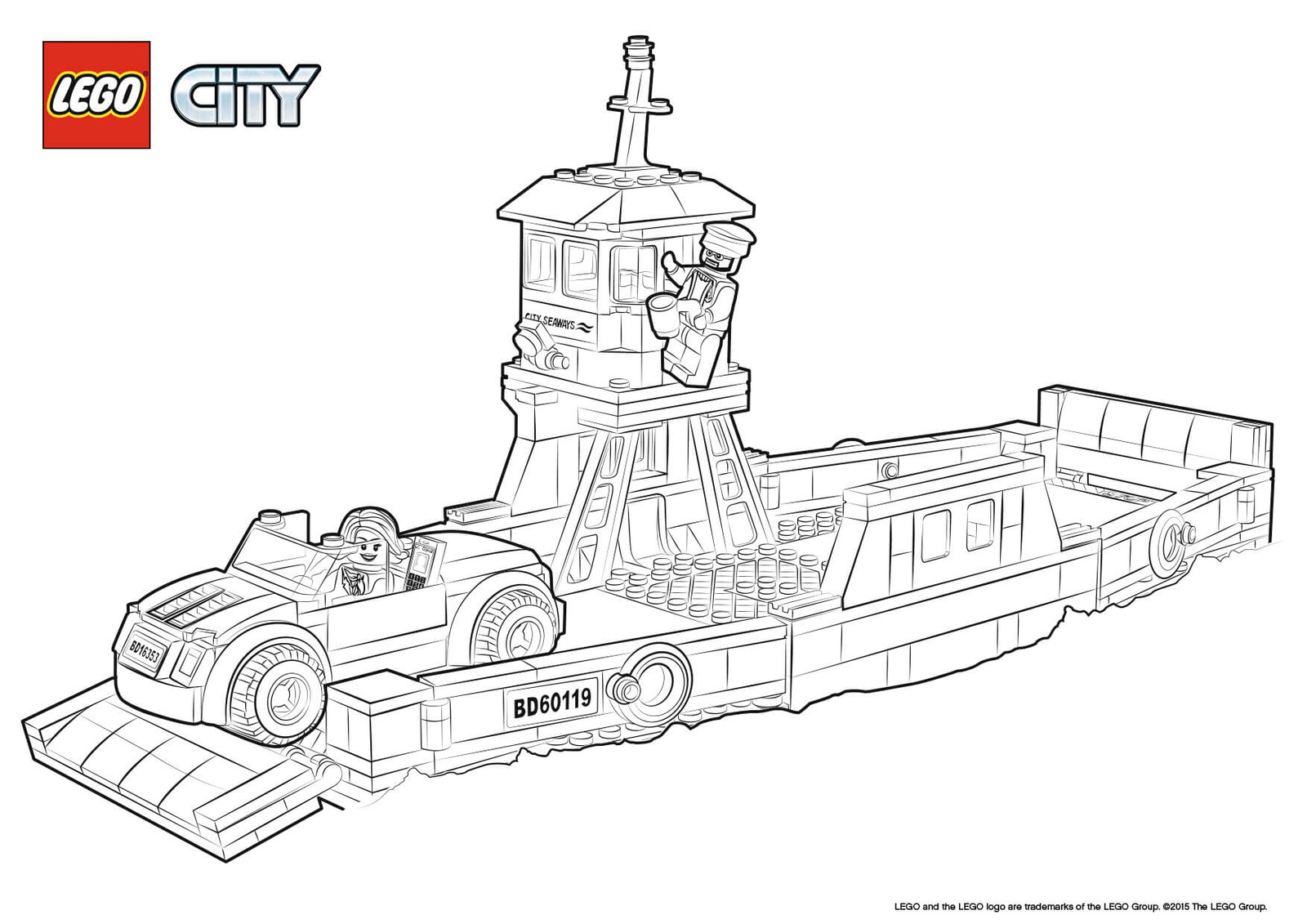Лего Сити корабль раскраска
